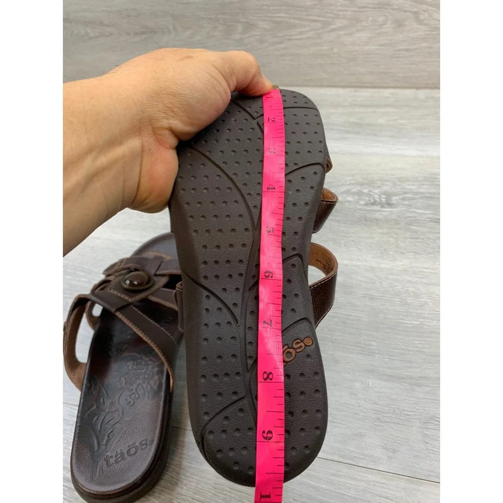 Taos Fortune Brown Leather Gemstone Strappy Sandals Women's 6 Comfort Shoes